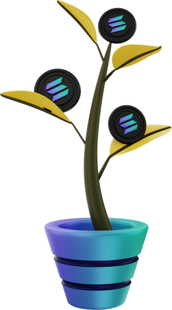 3d illustration, solana crypto coin tree growing